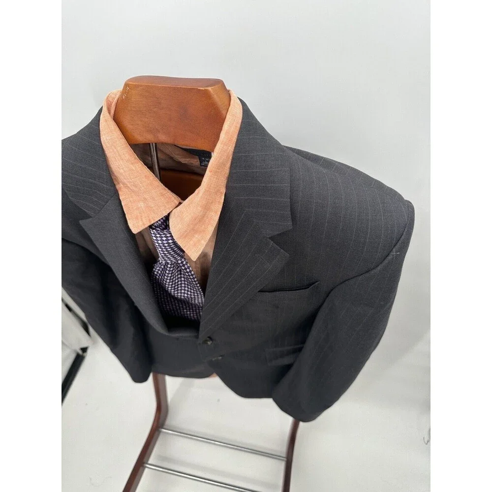 Ralph Lauren Blazer Mens Sport Coat Jacket 40R Gray Pinstripe 2 Button 100% Wool